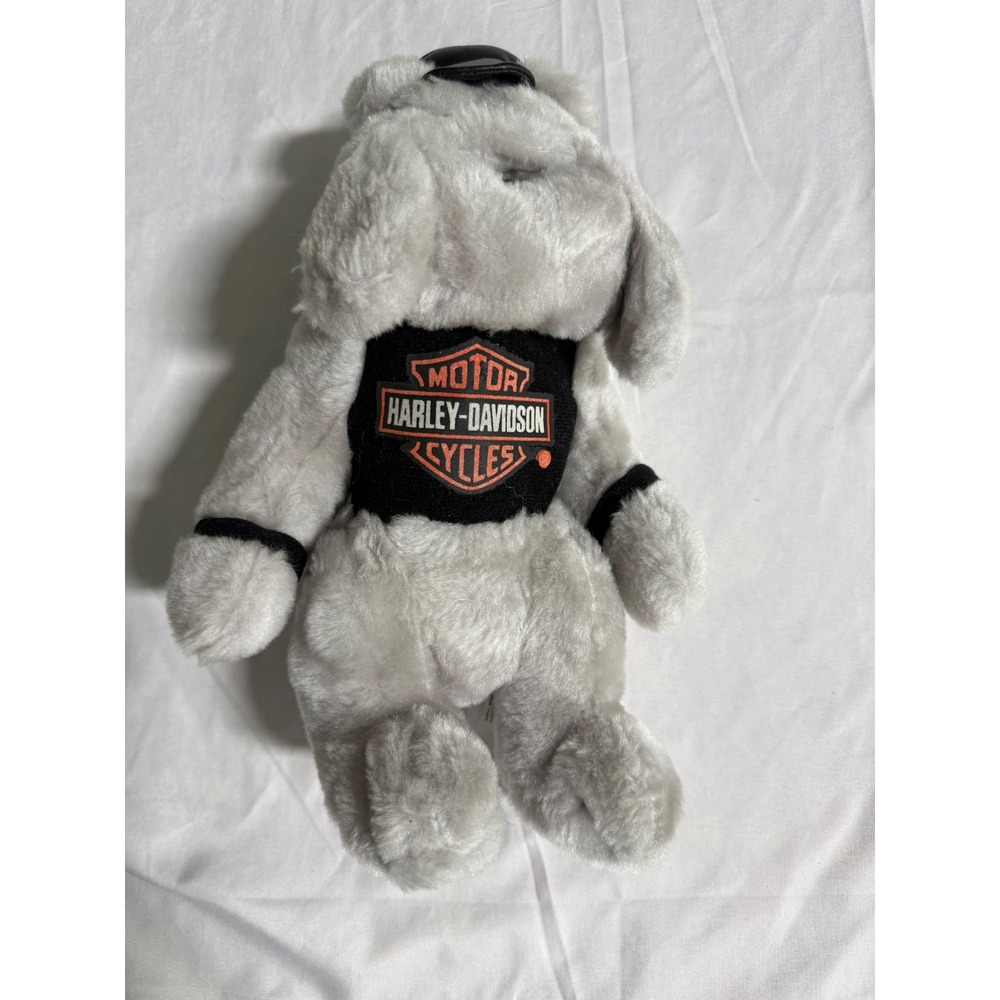 Vintage Harley Davidson Bulldog Plush Biker Dog Play-By-Play Grey 10 Inch - Picture 3 of 8